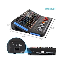 Pyle 6-Ch. Bluetooth Studio Mixer - Dj Controller Audio Mixing Console System
