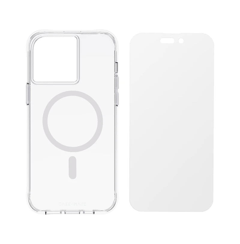 Case-Mate Protection Pack MagSafe Case and Glass Screen Protector for Apple iPhone 14 Pro Max-Clear