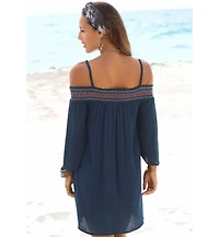 Lascana Women's Embroidered Cold Shoulder Dress