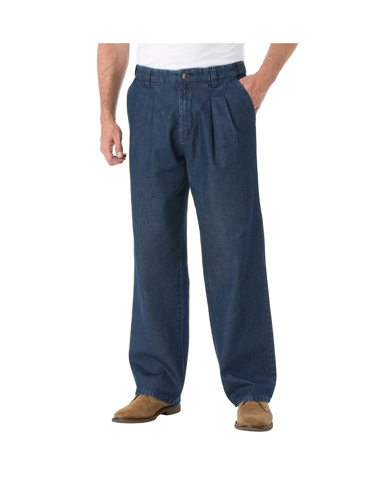 KingSize Big & Tall Relaxed Fit Comfort Waist Pleat-Front Expandable Jeans