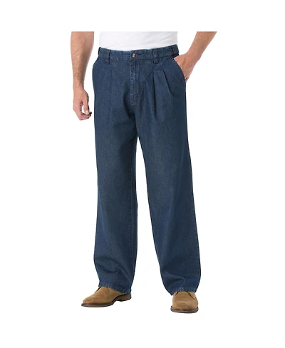 KingSize Big & Tall Relaxed Fit Comfort Waist Pleat-Front Expandable Jeans