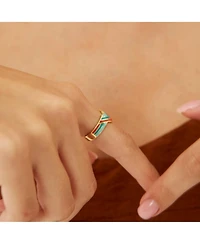 Spero London Enamel Four Color Sterling Silver Arrow Band Ring