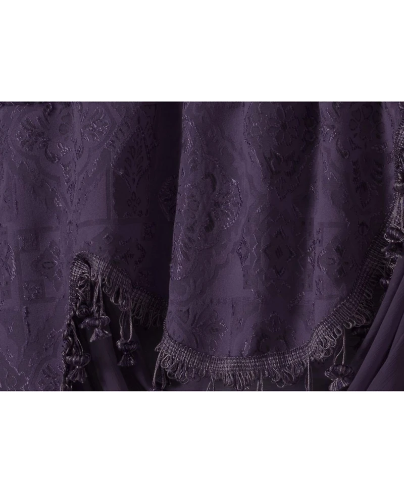 Kate Aurora Georgina Ultra Luxurious Raised Jacquard And Fringed Trimmed Austrian Window Valance - 52 in. W x 28 L, Purple