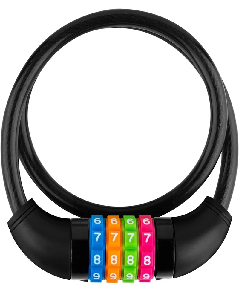 Nakto Bike Lock Cable, 4-Digit Combination With Metal Head, Resettable, 2 Feet x 0.45 in, for Bicycle, Scooter, Skateboard, Motorcycle, E-Bike