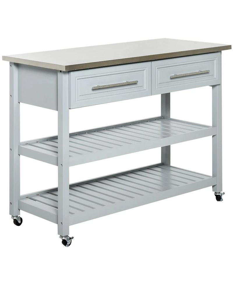 Halifax North America Mobile Kitchen Assistant: Gray Utility Cart with Stainless Top & Drawers
