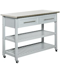 Halifax North America Mobile Kitchen Assistant: Gray Utility Cart with Stainless Top & Drawers
