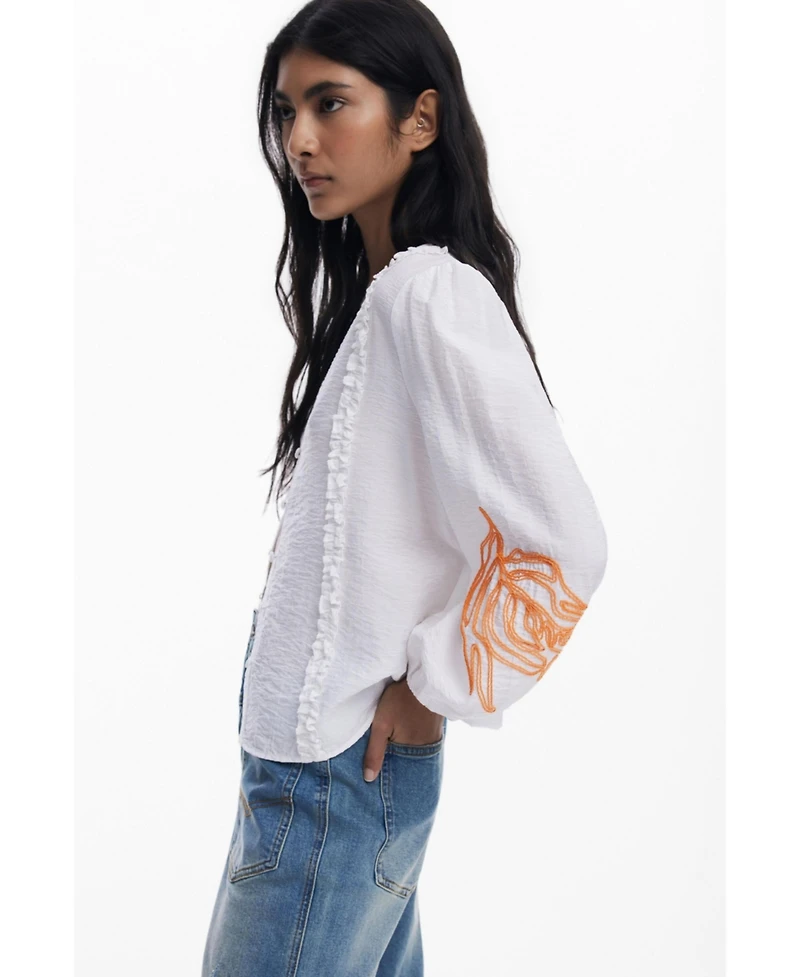 Desigual Women's Balloon blouse with leaves