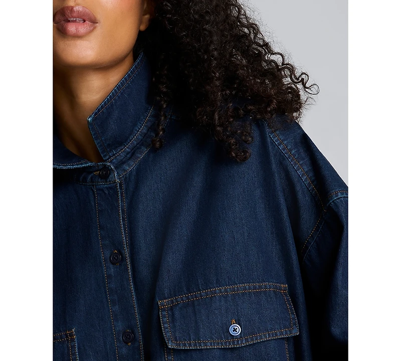 Kenneth Cole Women's Button Up Oversized Shirt