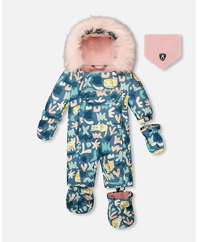 Deux par Baby Girls One-Piece Play Snowsuit Designed for Car Seat Cat Print