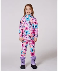 Deux par Girl Two-Piece Thermal Underwear Set Pink Watercolor Flower Print