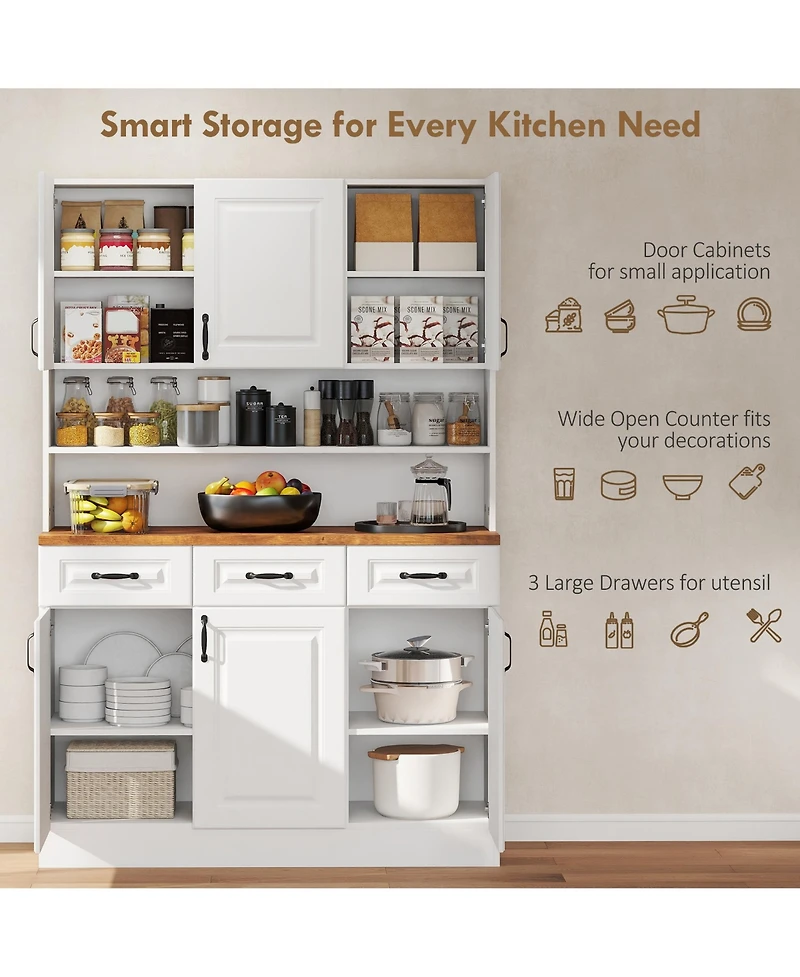Homcom 71" Kitchen Pantry, Farmhouse Storage Cabinet with Drawers,