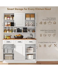 Homcom 71" Kitchen Pantry, Farmhouse Storage Cabinet with Drawers,