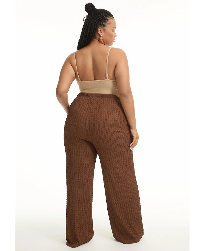 June + Vie Women's Plus Knitted Pull-On Pants