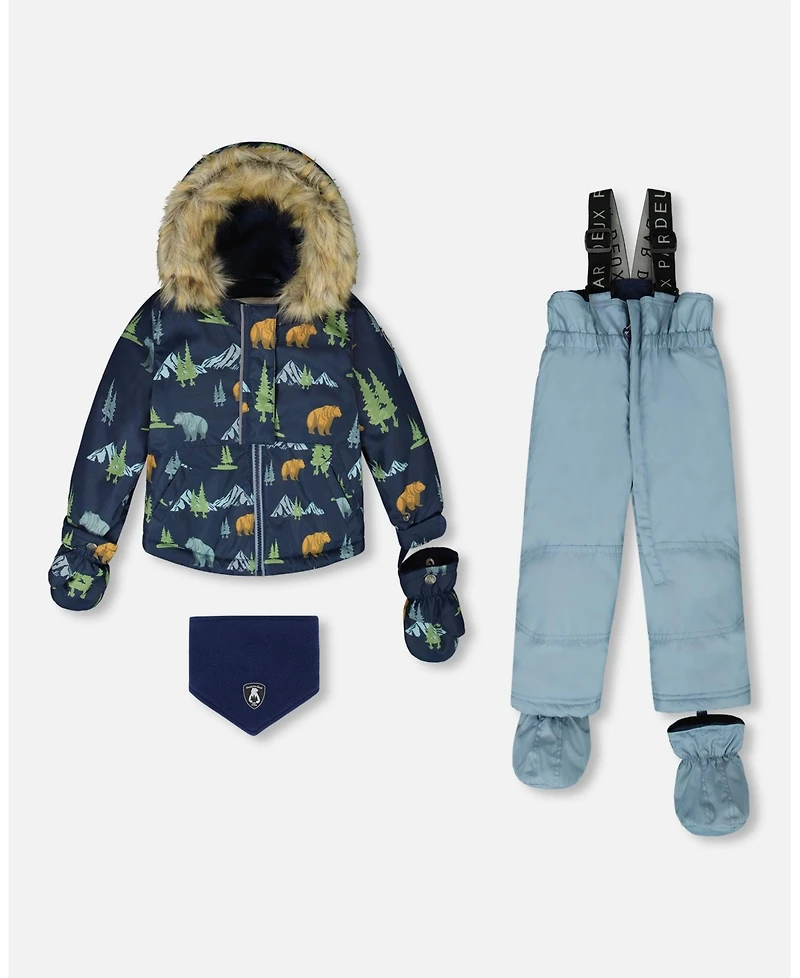 Deux par Baby Boy Two-Piece Play Snowsuit Blue Gray - Baby|Toddler
