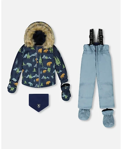 Deux par Baby Boy Two-Piece Play Snowsuit Blue Gray - Baby|Toddler