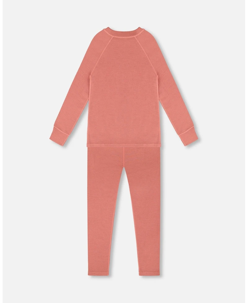 Deux par Girl Merino Wool Base Layer Set Dusty Pink - Toddler|Child