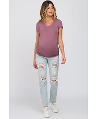 Pinkblush Maternity Dark Mauve Basic Short Sleeve Fitted Top