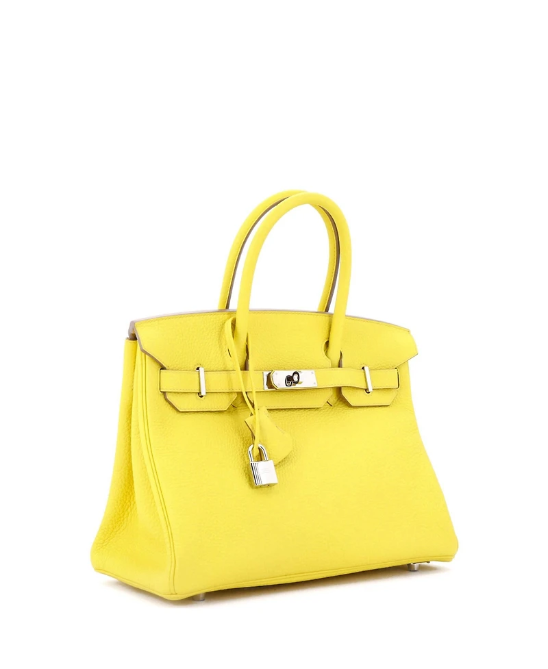 Pre-Owned Hermes Birkin 30 Handbag Yellow Togo with Palladium Hardware