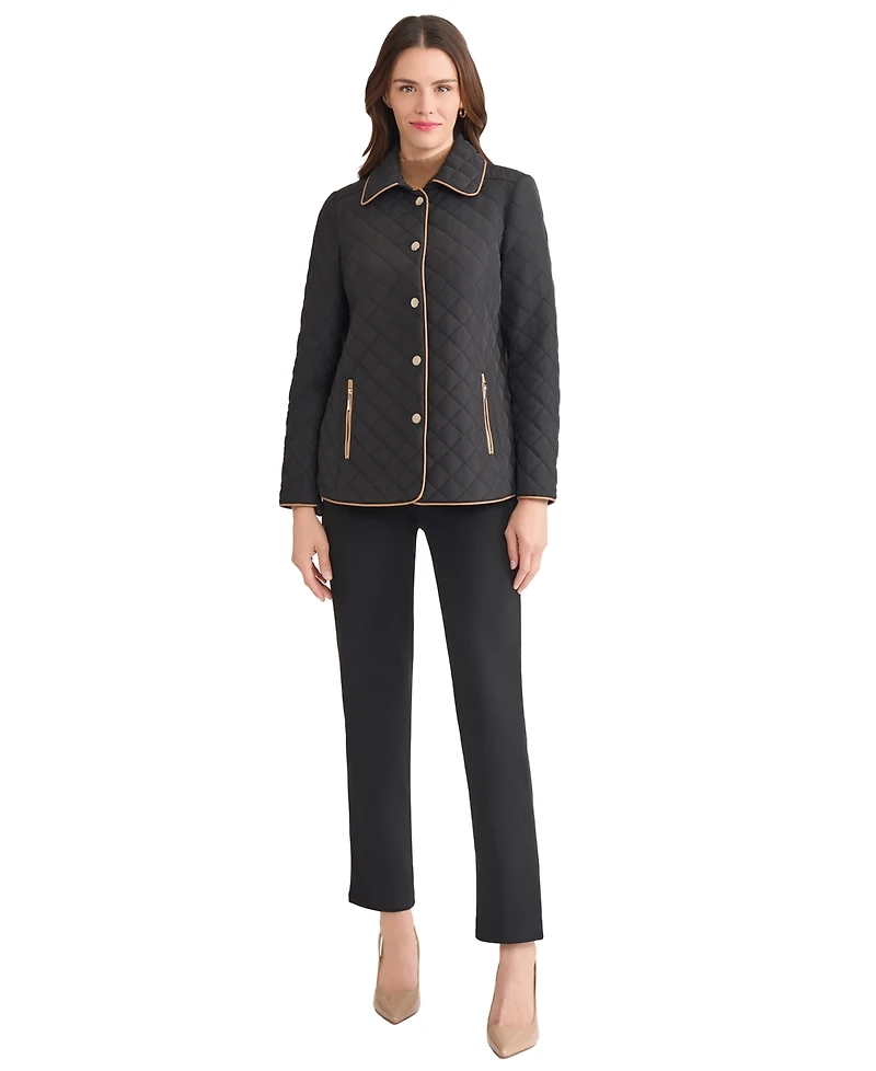 Jones New York Women's Quilted Snap Front Long Sleeve Jacket
