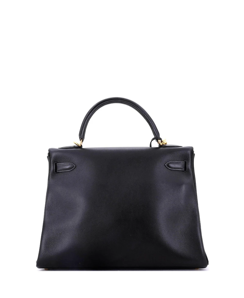 Pre-Owned Hermes Kelly 32 Handbag Black Gulliver with Gold Hardware