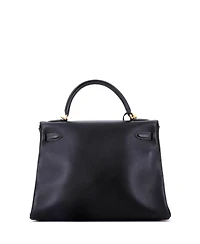 Pre-Owned Hermes Kelly 32 Handbag Black Gulliver with Gold Hardware