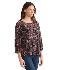 Jones New York Women's Crewneck Puff Sleeve Top