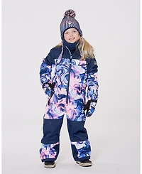 Deux par Girl One-Piece Teknik Snowsuit Pink and Blue Marble