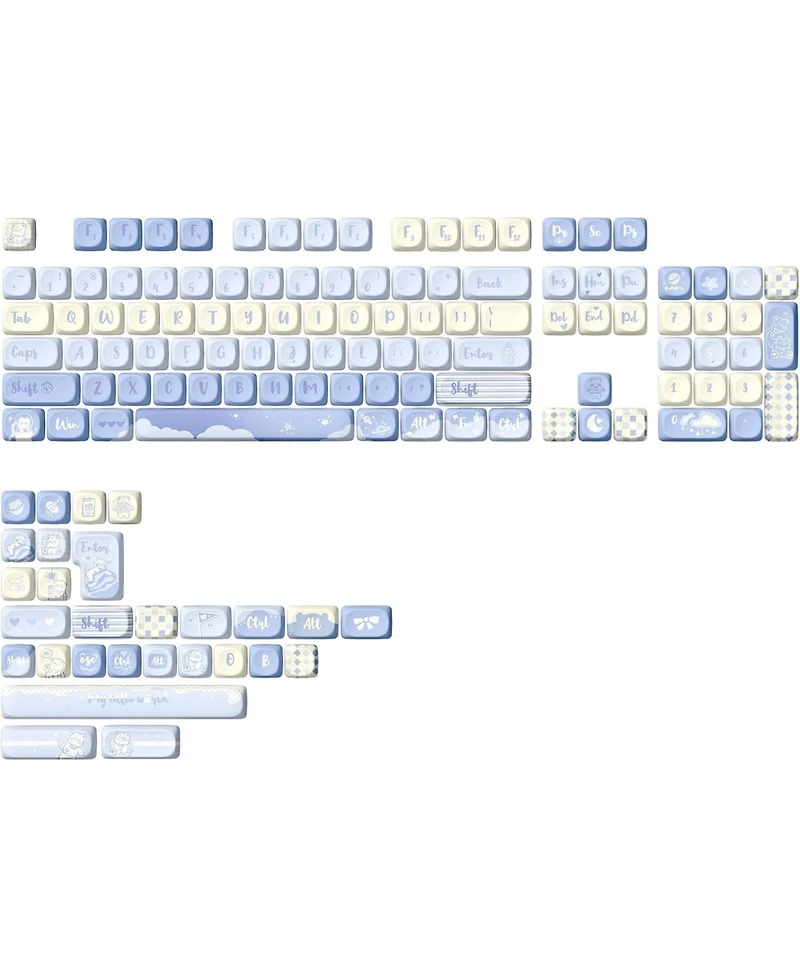 Yunzii 132 Keys Moa Keycaps, Dye-Sublimation Pbt Custom Keycap Set, Cute Bear Customized Pattern Keycaps for Mx Switches Mechanical Gaming Keyboard