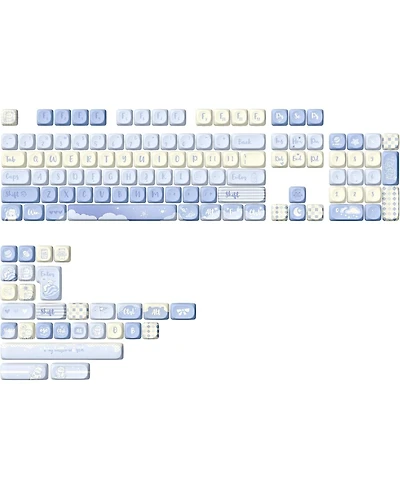 Yunzii 132 Keys Moa Keycaps, Dye-Sublimation Pbt Custom Keycap Set, Cute Bear Customized Pattern Keycaps for Mx Switches Mechanical Gaming Keyboard