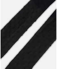 Deux par Baby Girl Knit Tights Black with Tone-On-Tone Star Pattern 