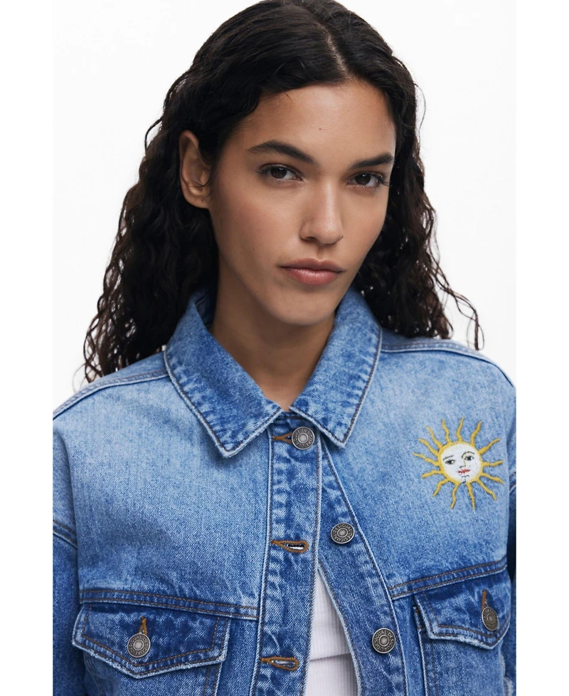 Desigual Women's Denim jacket with oriental embroidery