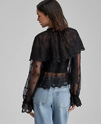 And Now This Women's Sheer Embroidered Capelet Blouse, Macy's Exclusive