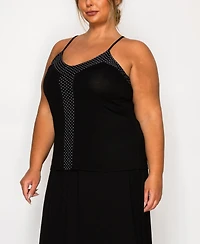 Coin 1804 Plus Dot Mesh Rayon Mix Panel Camisole Tank Top