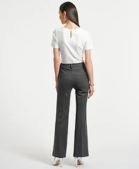 Isaac Mizrahi Women's Ponte Flare Mid Rise Pants