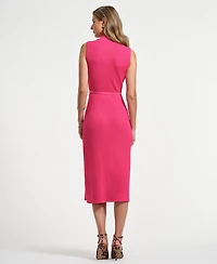 Isaac Mizrahi Women's Sleeveless Belted Midi Sweater Dress