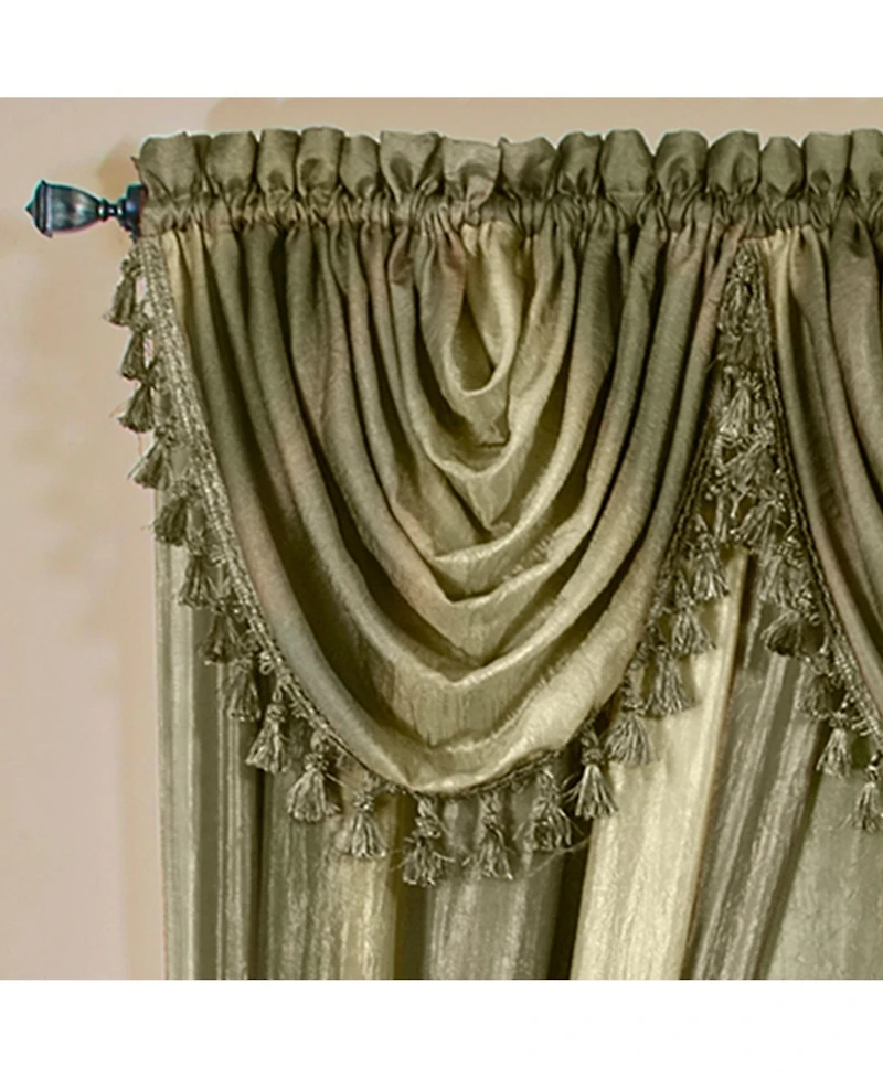 GoodGram Ombre Crushed Satin Sheer Single Window Curtains & Valances - 46 in. W x 42 L Valance, Autumn