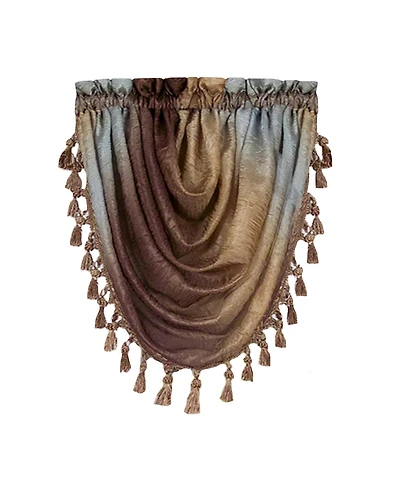 GoodGram Ombre Crushed Satin Sheer Single Window Curtains & Valances - 46 in. W x 42 L Valance, Autumn