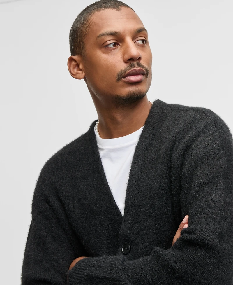 Mode of One Men's Boxy-Fit Eyelash Cardigan, Macy's Exclusive