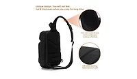 14 inch Sling Bag for Men,Black Crossbody Bag with Usb Charging Port Fits 10.2inch iPad, Casual