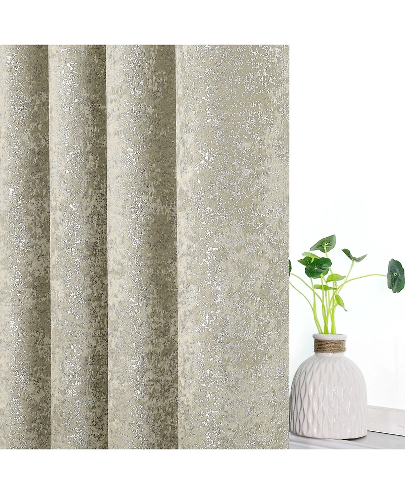 Kate Aurora 2 Pack Glam Metallic Sparkle Thermal Light Filtering Grommet Top Curtains