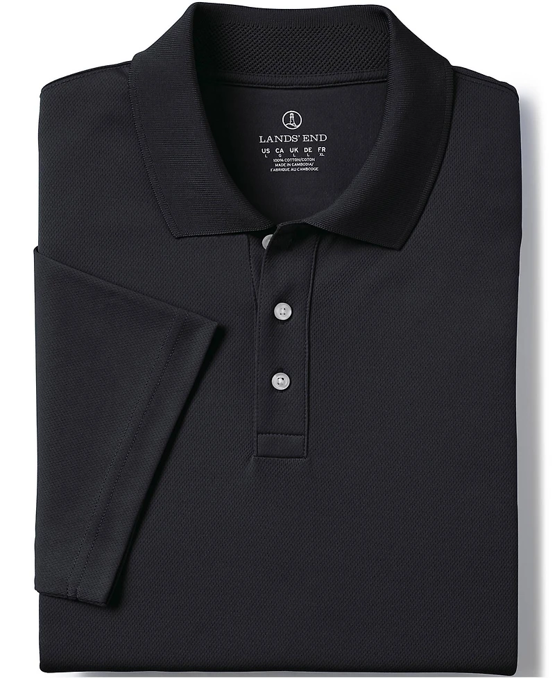 Lands' End Men's School Uniform Short Sleeve Solid Active Polo Shirt