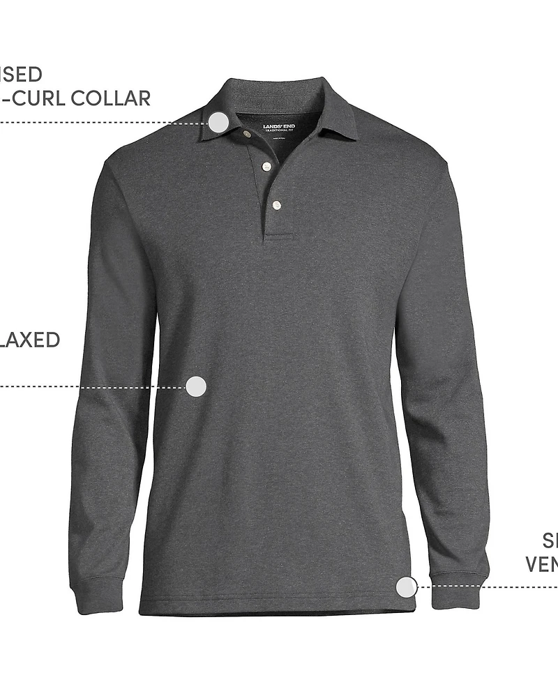 Lands' End Men's Long Sleeve Cotton Supima Polo Shirt