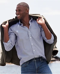 Lands' End Big & Tall Traditional Fit Pattern No Iron Supima Pinpoint Buttondown Collar Dress Shirt