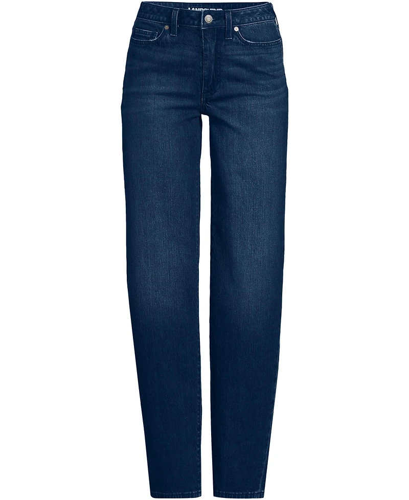 Lands' End Women's Soft Denim Mid Rise Relaxed Straight Leg Jeans