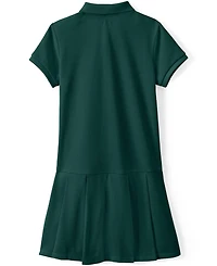 Lands' End Little Girls Short Sleeve Mesh Pleated Polo Dress