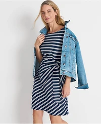 Lands' End Women's Short Sleeve Cotton Modal Wrap Above the Knee Dress