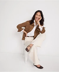 Lands' End Women's Unisex Faux Suede Trucker Jacket