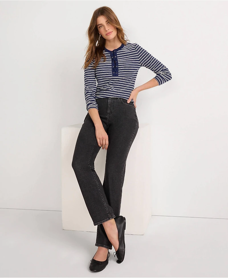 Lands' End Women's Recycled Denim High Rise Straight Leg Jeans