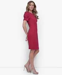Dkny Women's Puff-sleeve Sheath Knee-length Dress