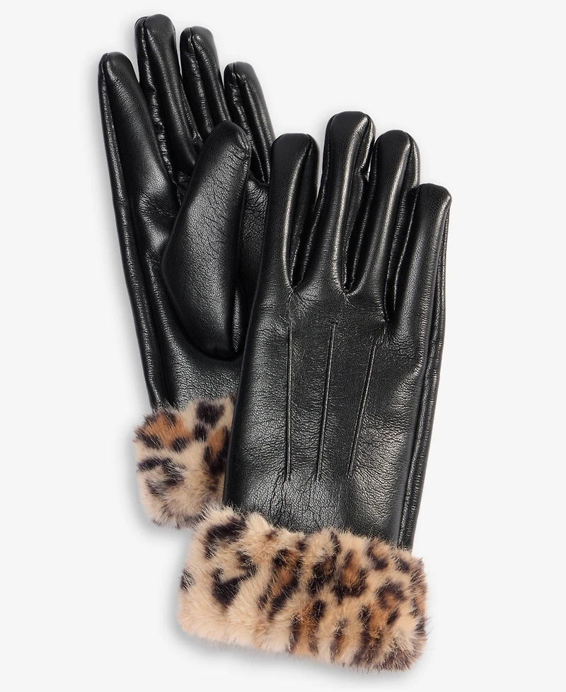 I.n.c. International Concepts Animal Printed Faux Fur Cuff Gloves, Macy's Exclusive